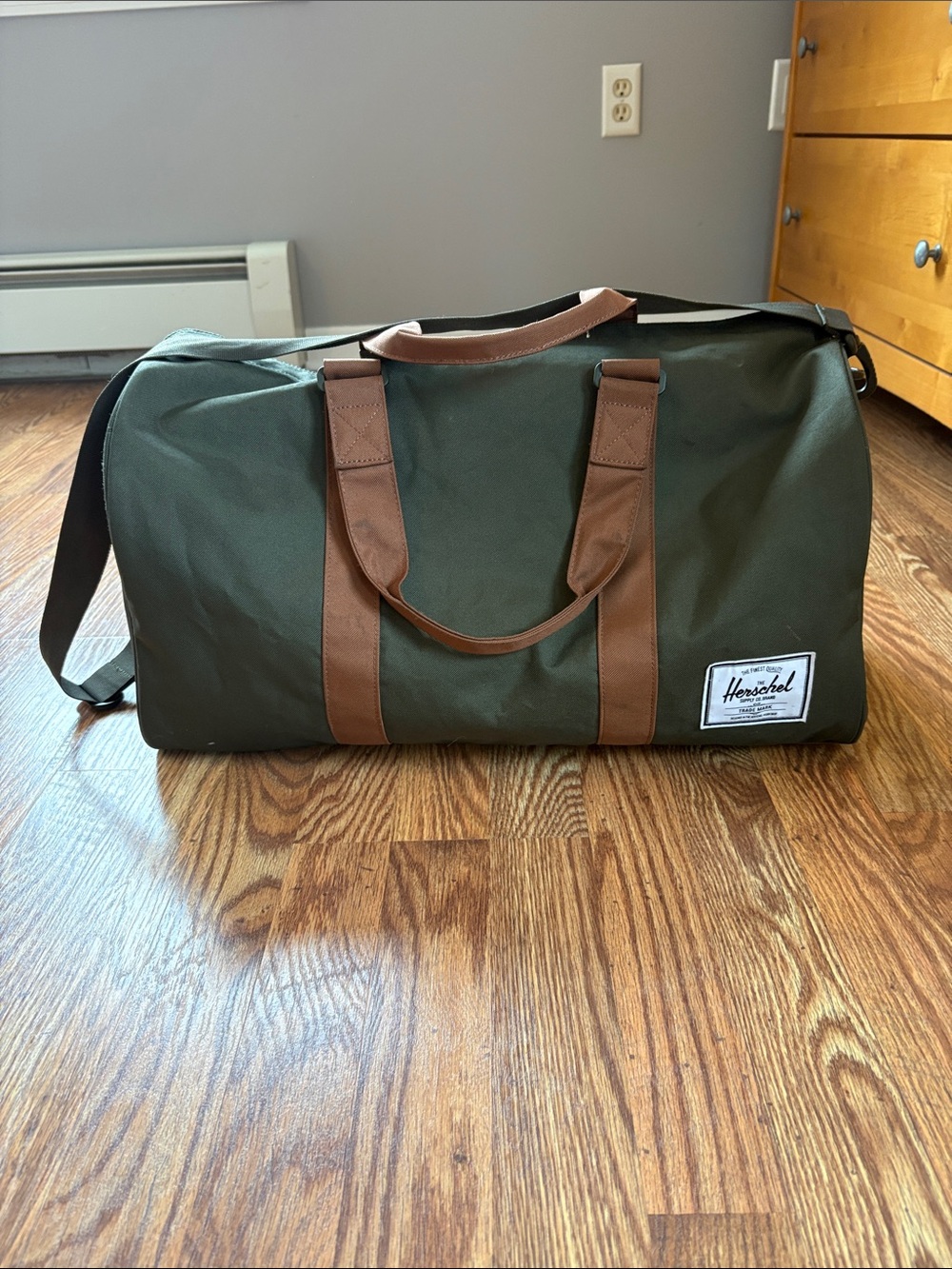 Herschel Supply Company Olive Green Duffel with Brown Trim